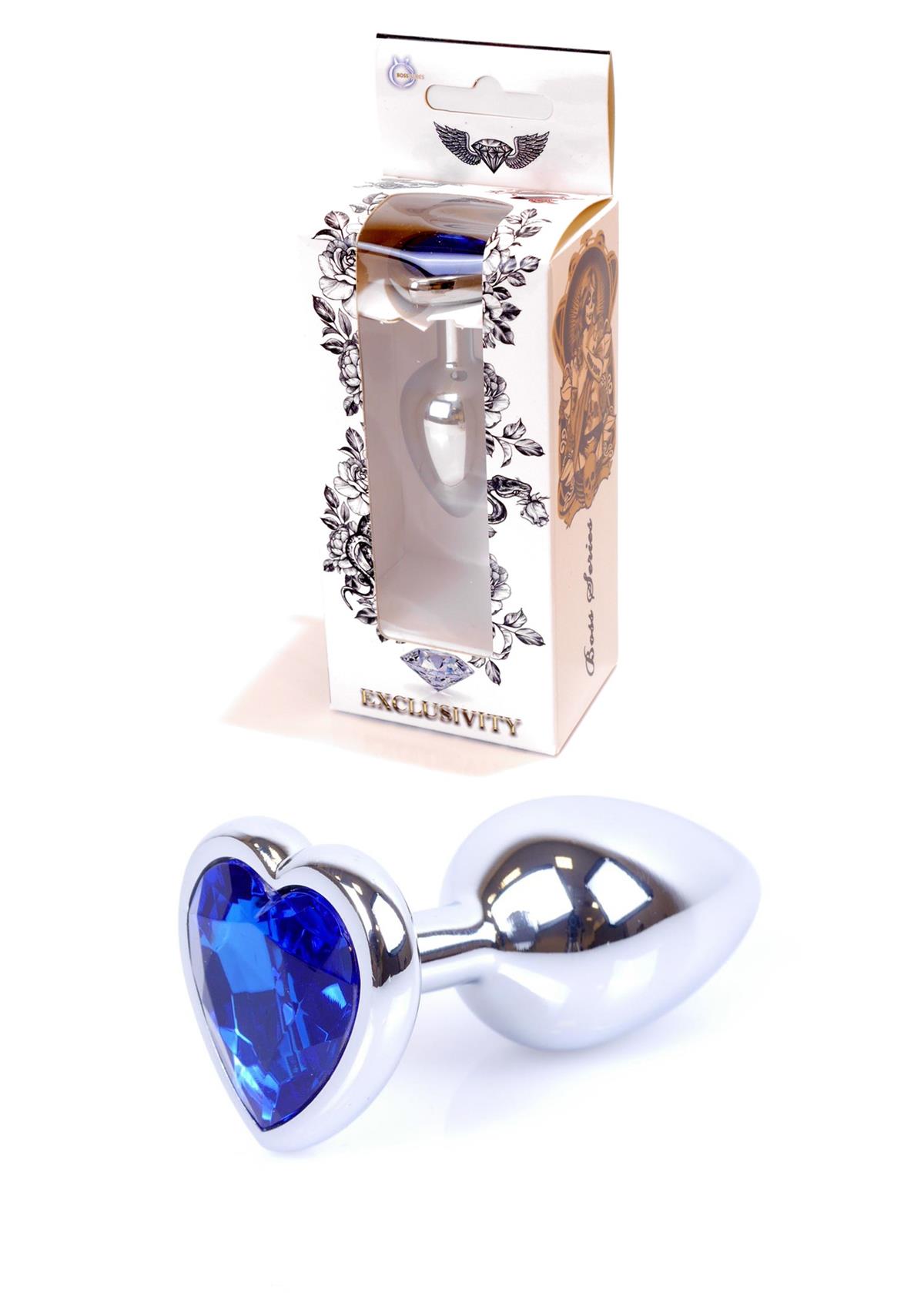 64-00050 silver heart plug with blue stone
