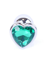 Boysoftoys - 64-00051 - Heart design silver Plug - Silver - Anal - Heart - Green stone - length 7 cm - dia 2,7 cm - window colour box