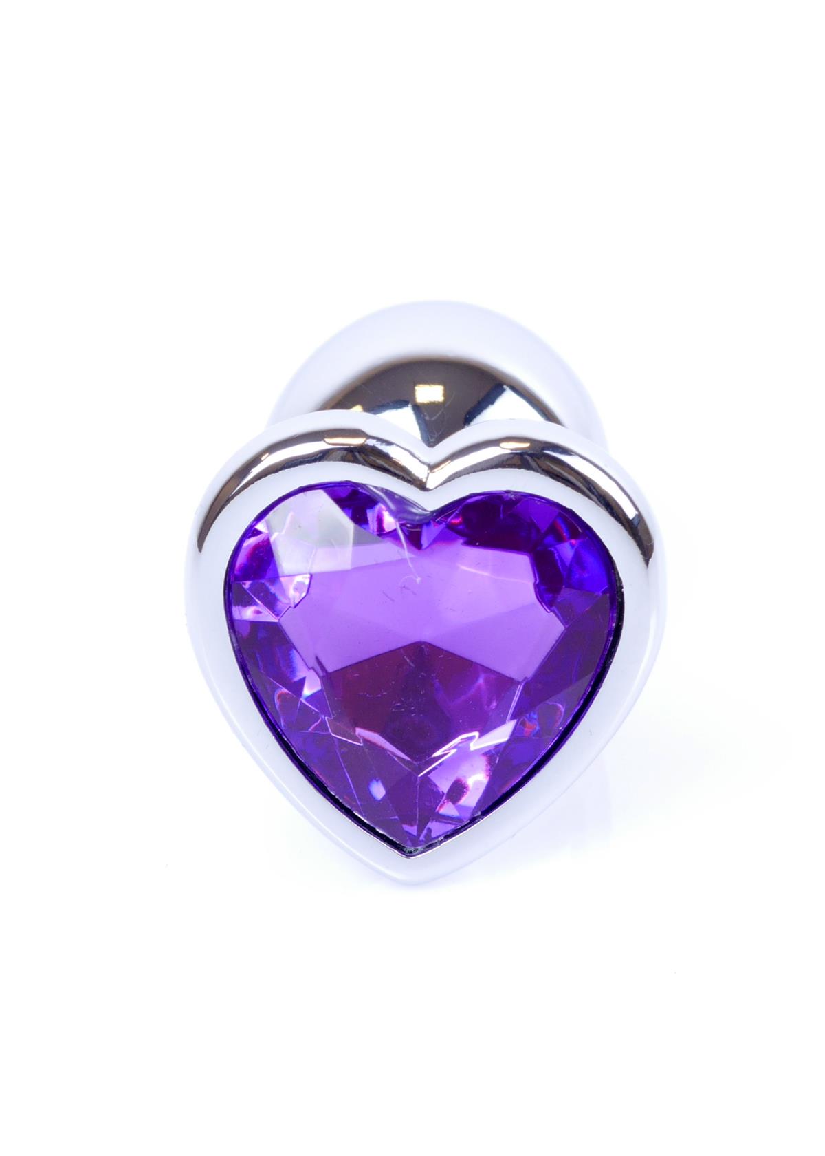Bossoftoys - 64-00052 - Heart design silver Plug - Silver - Anal - Heart - Purple - length 7 cm - dia 2,7 cm - window colour box