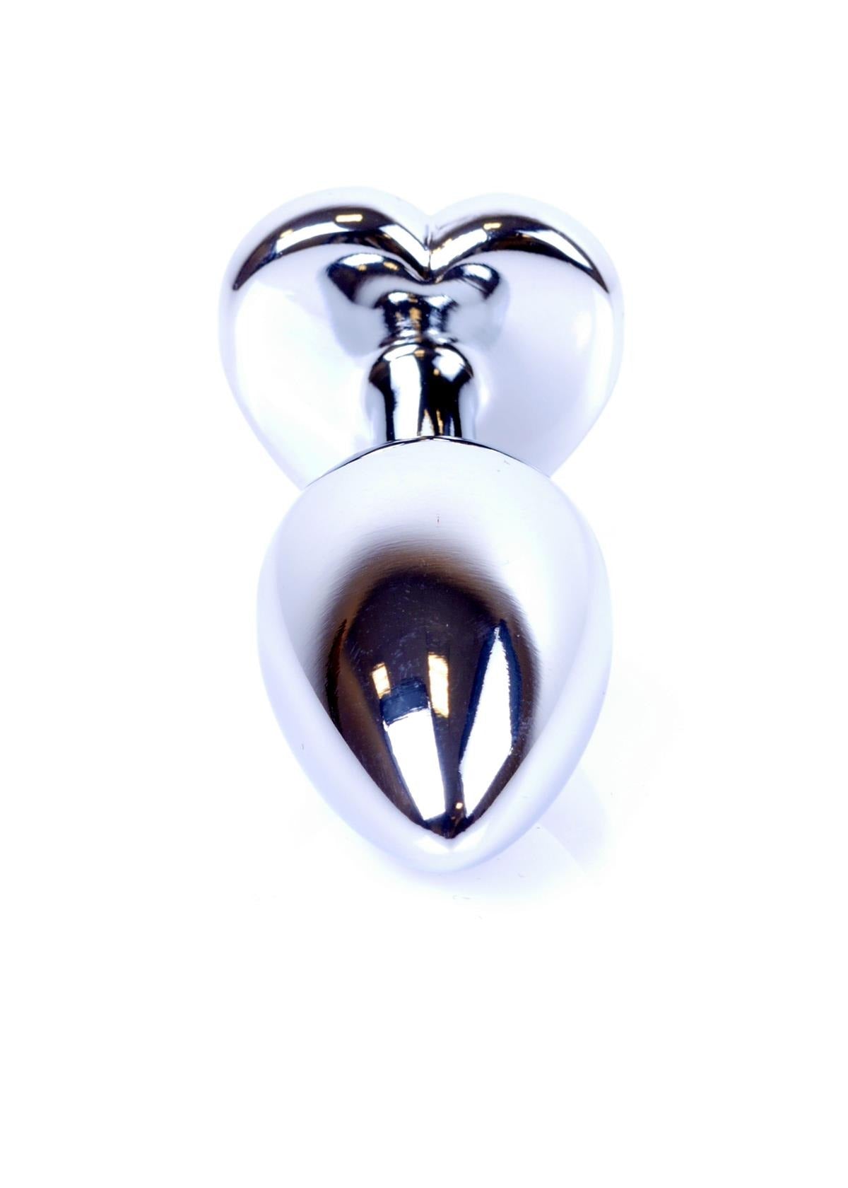 Bossoftoys - 64-00050 - Heart design silver Plug - Silver - Anal - Heart - Dark blue stone - length 7 cm - dia 2,7 cm - window colour box