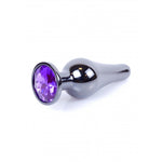 Boysoftoys - 64-00061 - Dark silver Butt Plug - Anal plug with Purple stone - length 9,5 m - dia 3 cm