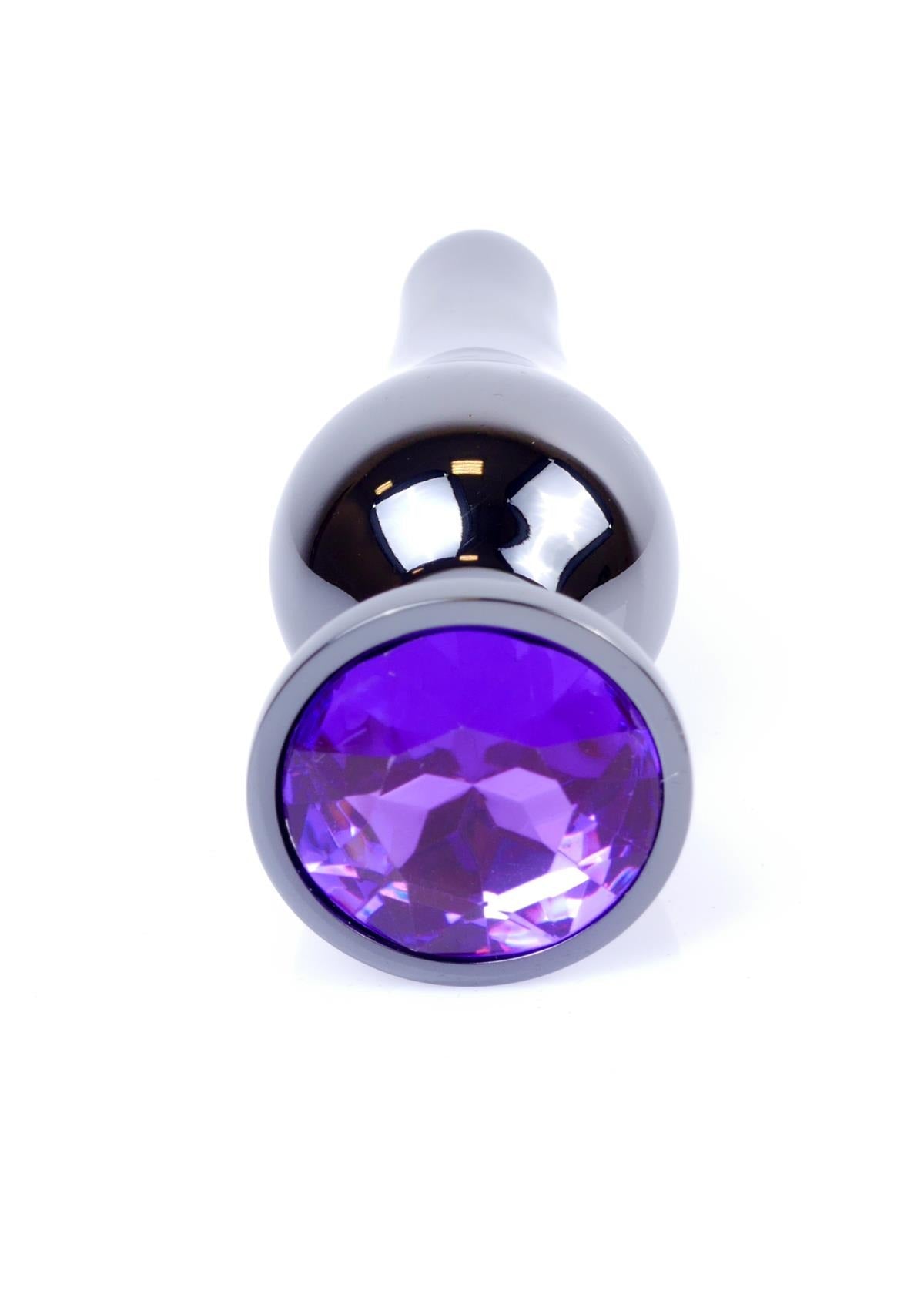 Bossoftoys - 64-00061 - Dark silver Butt Plug - Anal plug with Purple stone - length 9,5 m - dia 3 cm