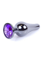 Boysoftoys - 64-00061 - Dark silver Butt Plug - Anal plug with Purple stone - length 9,5 m - dia 3 cm