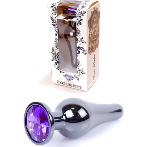 Boysoftoys - 64-00061 - Dark silver Butt Plug - Anal plug with Purple stone - length 9,5 m - dia 3 cm