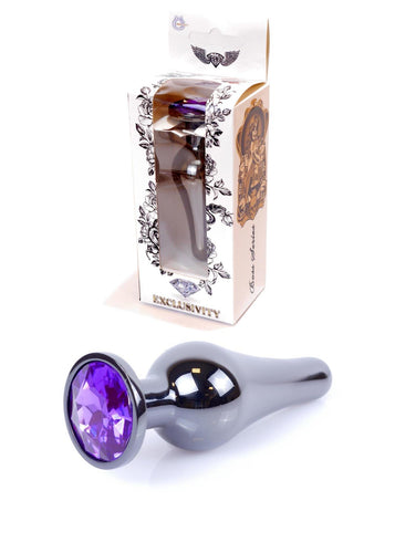 Boysoftoys - 64-00061 - Dark silver Butt Plug - Anal plug with Purple stone - length 9,5 m - dia 3 cm
