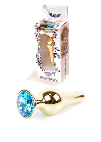 Boysoftoys - 64-00067 - Gold Butt Plug - Anal plug with light blue stone - length 9,5 m - dia 3 cm - colour window box