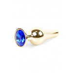 Boysoftoys - 64-00068 - Gold Butt Plug - Anal plug with dark blue stone - length 9,5 m - dia 3 cm - colour window box