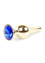 Boysoftoys - 64-00068 - Gold Butt Plug - Anal plug with dark blue stone - length 9,5 m - dia 3 cm - colour window box