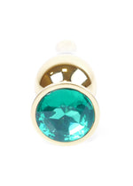 Boysoftoys - 64-00069 - Gold Butt Plug - Anal plug with green stone - length 9,5 m - dia 3 cm - colour window box