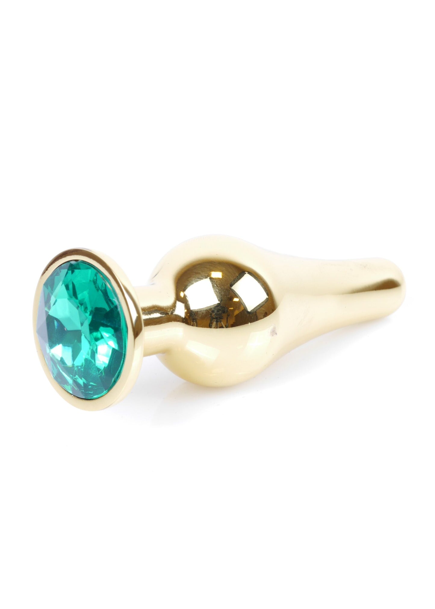 Bossoftoys - 64-00069 - Gold Butt Plug - Anal plug with green stone - length 9,5 m - dia 3 cm - colour window box