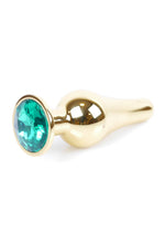 Boysoftoys - 64-00069 - Gold Butt Plug - Anal plug with green stone - length 9,5 m - dia 3 cm - colour window box