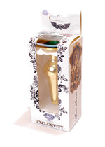 Boysoftoys - 64-00069 - Gold Butt Plug - Anal plug with green stone - length 9,5 m - dia 3 cm - colour window box