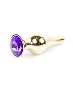 Boysoftoys - 64-00070 - Gold big Butt Plug - anal plug with Purple stone - length 9 cm - dia 2,9 cm - colour window box