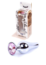 Boysoftoys - 64-00072 - Silver big Butt Plug - anal plug with Pink stone - length 9 cm - dia 2,9 cm - colour window box