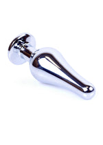 Boysoftoys - 64-00078 - Silver big Butt Plug - anal plug with green stone - length 9 cm - dia 2,9 cm - colour window box