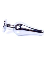 Boysoftoys - 64-00078 - Silver big Butt Plug - anal plug with green stone - length 9 cm - dia 2,9 cm - colour window box