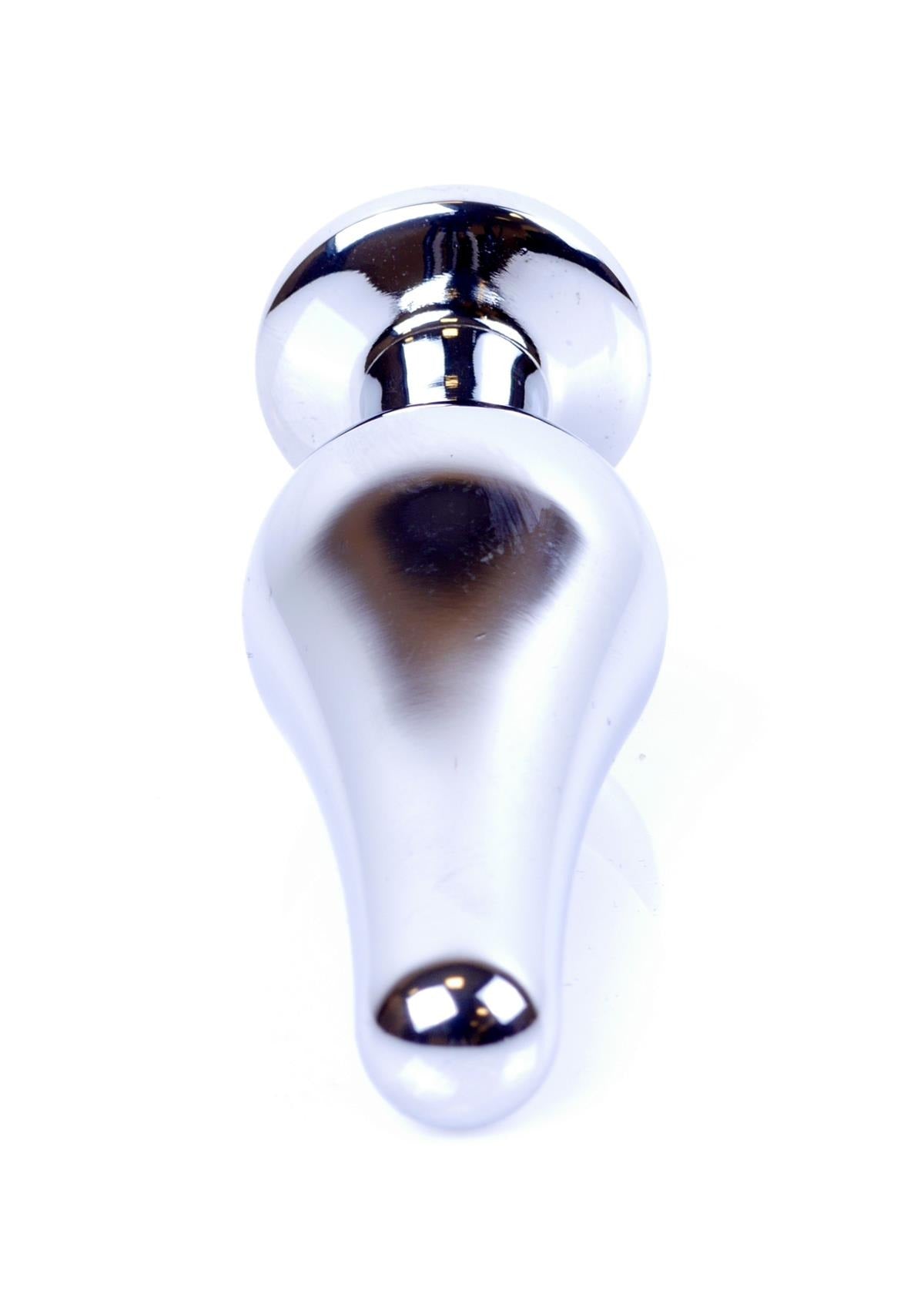 Bossoftoys - 64-00077 - Silver big Butt Plug - anal plug with Dark blue stone - length 9 cm - dia 2,9 cm - colour window box