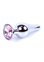 Boysoftoys - 64-00072 - Silver big Butt Plug - anal plug with Pink stone - length 9 cm - dia 2,9 cm - colour window box