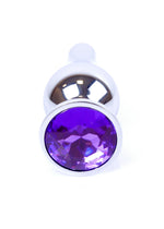 Boysoftoys - 64-00079 - Silver big Butt Plug - anal plug with Purple stone - length 9 cm - dia 2,9 cm - colour window box