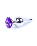 Boysoftoys - 64-00079 - Silver big Butt Plug - anal plug with Purple stone - length 9 cm - dia 2,9 cm - colour window box