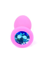 Boysoftoys - 64-00085 - Pink Silicone Anal Plug - Medium size anal plug with blue stone - length 8 cm - dia 3,5cm - colour window box