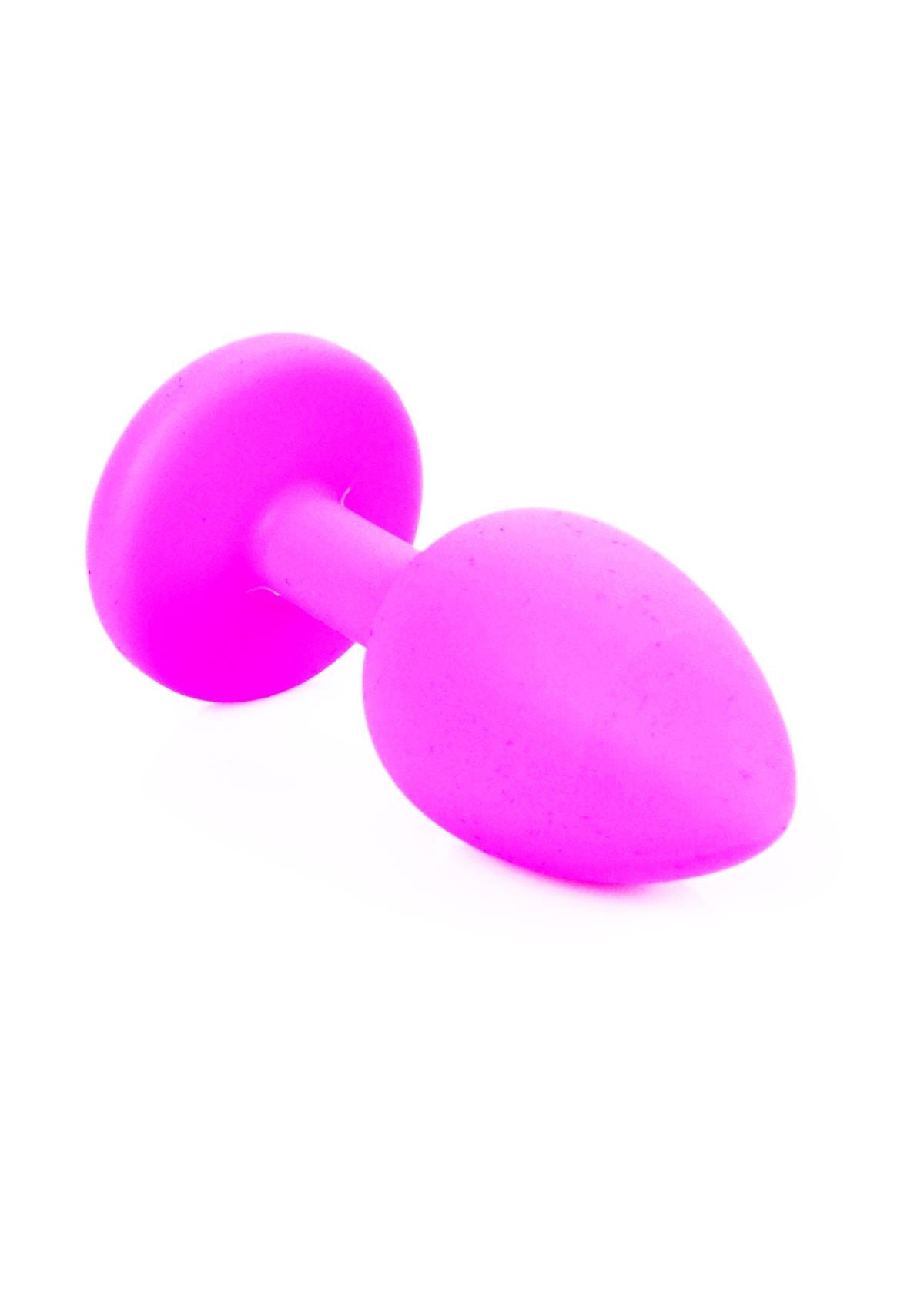 Bossoftoys - 64-00085 - Pink Silicone Anal Plug - Medium size anal plug with blue stone - length 8 cm - dia 3,5cm - colour window box
