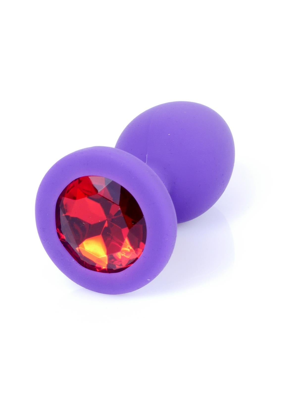 Bossoftoys - 64-00082 - PurpleSilicone Anal Plug - anal plug with red stone - length 7 cm - dia 2,7 cm - colour window box