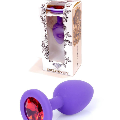 Boysoftoys - 64-00082 - PurpleSilicone Anal Plug - anal plug with red stone - length 7 cm - dia 2,7 cm - colour window box