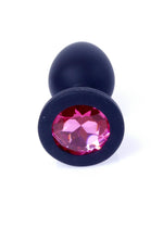 Bossoftoys Small Black Silicone Anal Plug Pink stone - length 7 cm - dia 2,7 cm - colour window box - 64-00083
