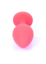 Bossoftoys - 64-00084 - Red Silicone Anal Plug - anal plug with blue stone - Medium size - length 7 cm - dia 2,7 cm - colour window box