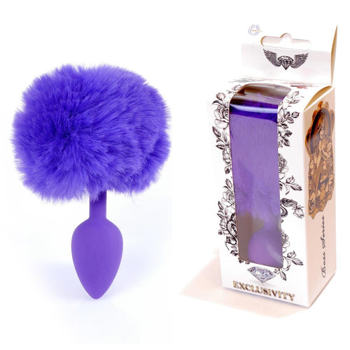 Boysoftoys - 64-00101 - Purple Silicone Anal Plug with bunny tail Purple - length 6,5 cm - dia 2,7 cm - colour window box