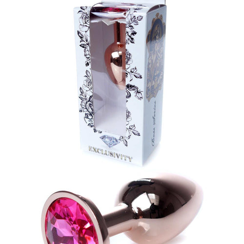 Boysoftoys - 64-00107 - Unique Colour - Rose Gold Anal Plug - Gold Plug with Pink stone - length 7 CM - Dia 2,7 CM - colour window box
