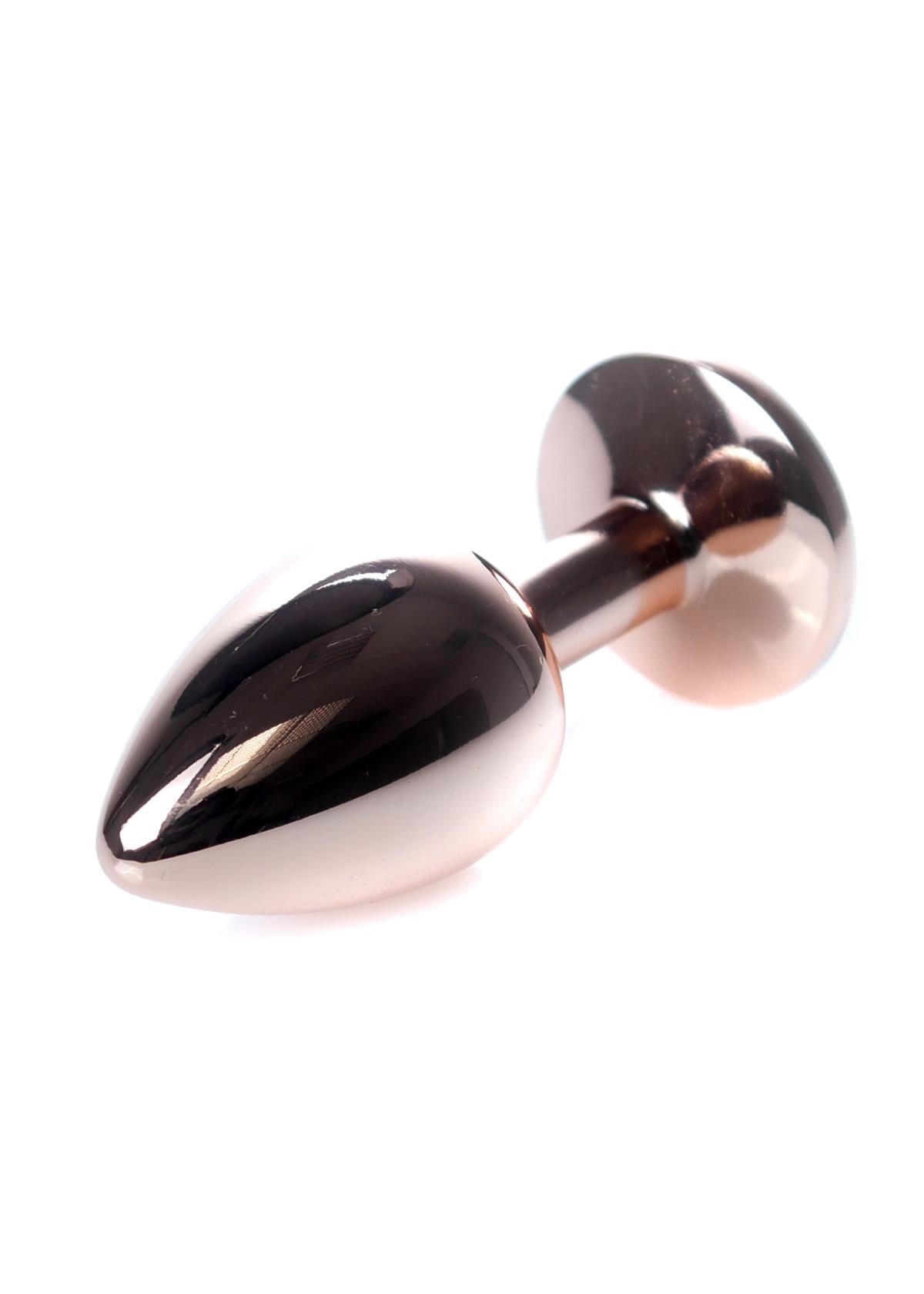 Bossoftoys - 64-00107 - Unique Colour - Rose Gold Anal Plug - Gold Plug with Pink stone - length 7 CM - Dia 2,7 CM - colour window box