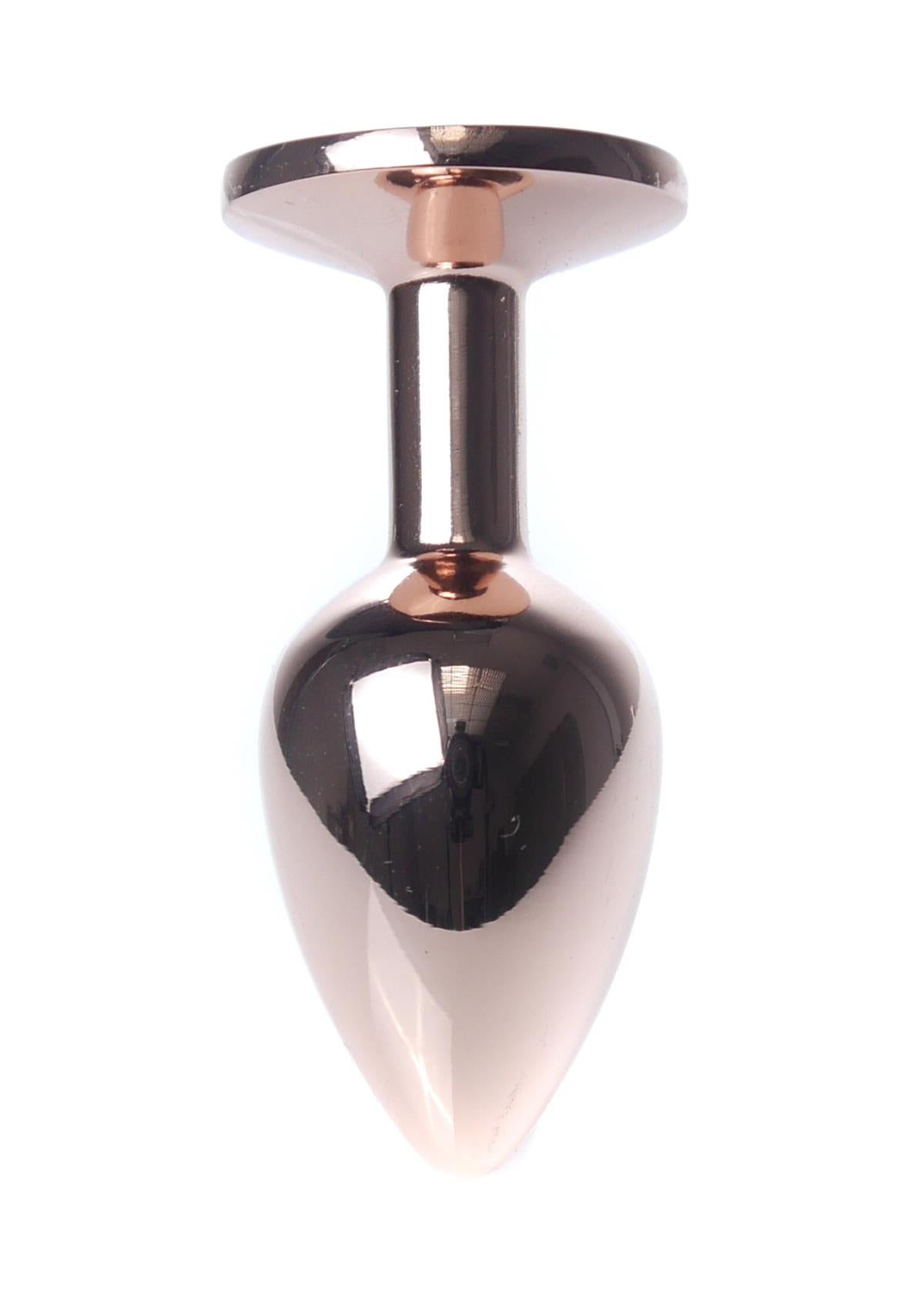 Bossoftoys - 64-00107 - Unique Colour - Rose Gold Anal Plug - Gold Plug with Pink stone - length 7 CM - Dia 2,7 CM - colour window box