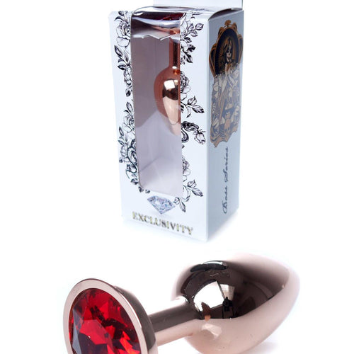 Boysoftoys - 64-00109 - Unique Colour - Rose Gold Anal Plug - Gold Plug with Red stone - length 7 CM - Dia 2,7 CM - colour window box