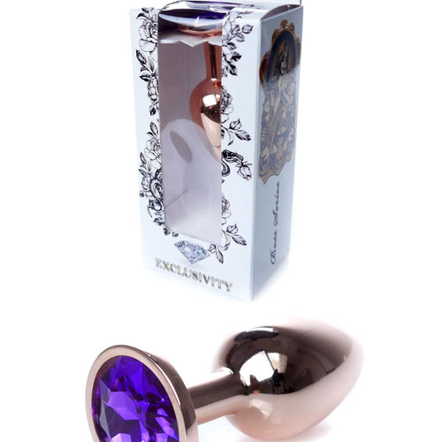 Boysoftoys - 64-00110 - Unique Colour - Rose Gold Anal Plug - Gold Plug with Purple stone - length 7 CM - Dia 2,7 CM - colour window box