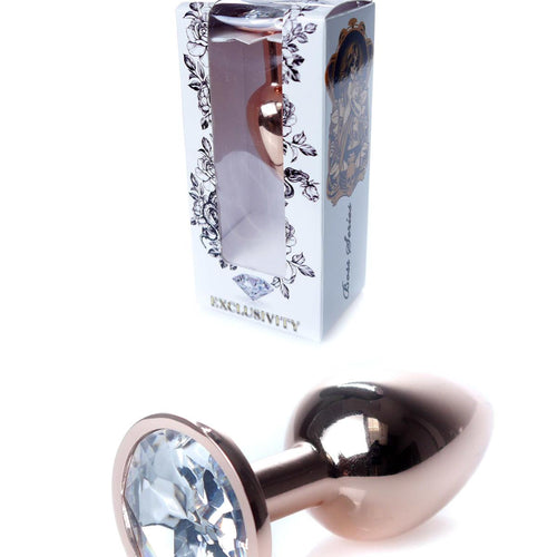 Boysoftoys - 64-00112 - Unique Colour - Rose Gold Anal Plug - Gold Plug with White stone - length 7 CM - Dia 2,7 CM - colour window box