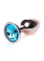 Bossoftoys - 64-00113 - Unique Colour - Rose Gold Anal Plug - Gold Plug with Blue stone - length 7 CM - Dia 2,7 CM - colour window box