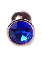 Boysoftoys - 64-00114 - Unique Colour - Rose Gold Anal Plug - Gold Plug with Dark Blue stone - length 7 CM - Dia 2,7 CM - colour window box