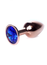 Boysoftoys - 64-00114 - Unique Colour - Rose Gold Anal Plug - Gold Plug with Dark Blue stone - length 7 CM - Dia 2,7 CM - colour window box