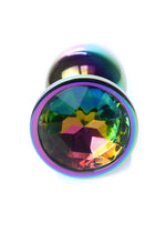 Boysoftoys - 64-00116 - Unique Multi Colour - Rose Gold Anal Rainbow Plug - Gold Plug with rainbow stone - length 7 CM - Dia 2,7 CM - colour window box