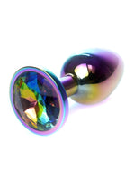 Boysoftoys - 64-00116 - Unique Multi Colour - Rose Gold Anal Rainbow Plug - Gold Plug with rainbow stone - length 7 CM - Dia 2,7 CM - colour window box
