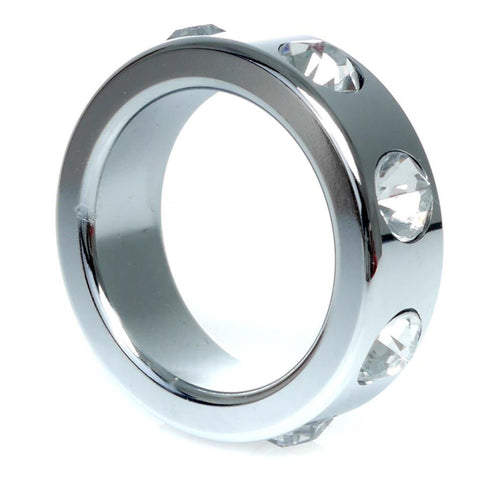 Boysoftoys - 64-00117 - Stainless steel - Metal Cockring  - with White Diamond stones - Small size - inner dia 3,5 CM - outer dia 4,5 CM