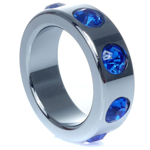 Boysoftoys - 64-00118 - Stainless steel - Metal Cockring  - with Blue Diamond stones - Small size - inner dia 3,5 CM - outer dia 4,5 CM