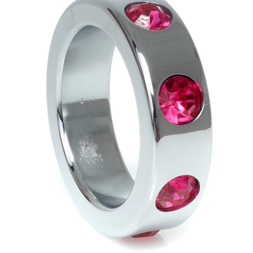 Boysoftoys - 64-00119 - Stainless steel - Metal Cockring - with Pink Diamond stones - Medium size - inner dia 3,5 CM - outer dia 4,5 CM