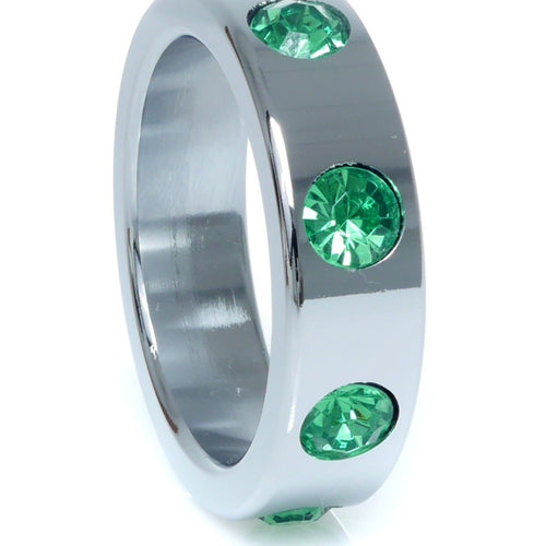 Boysoftoys - 64-00121 - Stainless steel - Metal Cockring - with Green Diamond stones - Large size - inner dia 4,5 CM - outer dia 5,5 CM