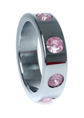 Boysoftoys - 64-00122 - Stainless steel - Metal Cockring - with rose Diamond stones - Large size - inner dia 4,5 CM - outer dia 5,5 CM