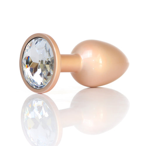 Boysoftoys - 64-00129 - Pearl Gold Anal Plug  Clear Stone Small