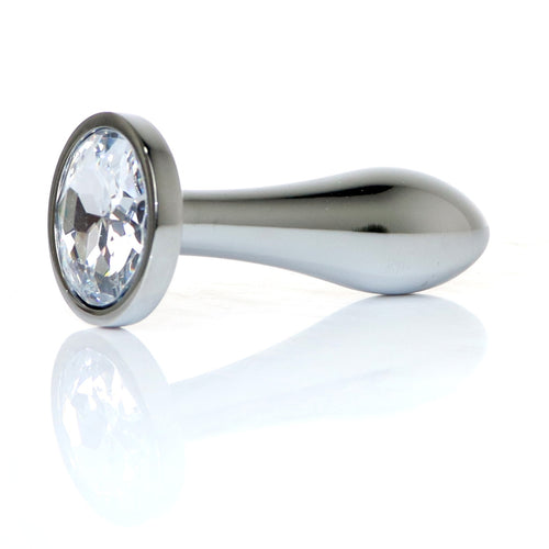 Boysoftoys - 64-00146 - Design Silver Plug Small Clear Stone - Length 7,7 Cm Dia 2 Cm