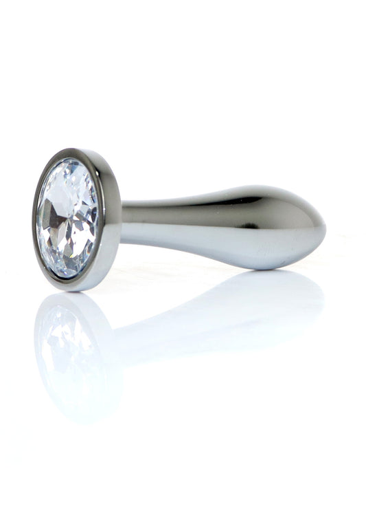 Boysoftoys - 64-00146 - Design Silver Plug Small Clear Stone - Length 7,7 Cm Dia 2 Cm